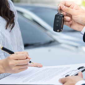 Businessman signing contract document. Rental contract, insuranc